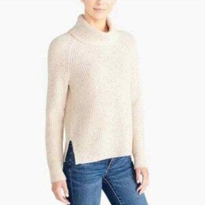 J. Crew Mercantile Lambs Wool Donegal Turtleneck Sweater in White Fleck